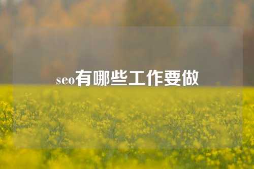 seo有哪些工作要做