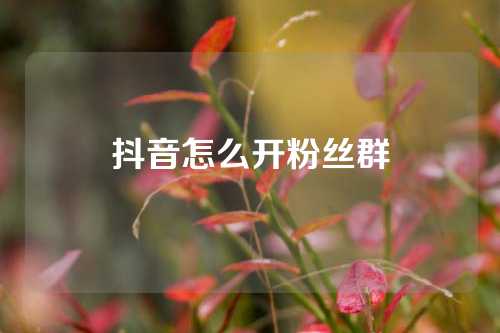 抖音怎么开粉丝群