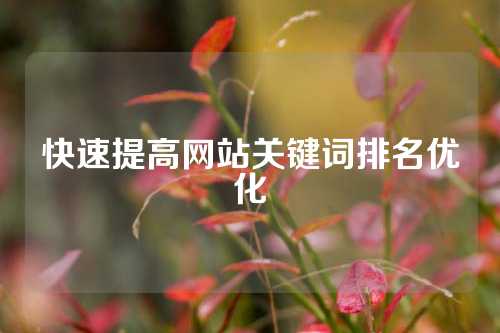 快速提高网站关键词排名优化