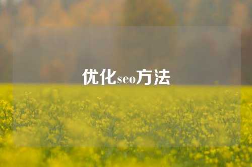 优化seo方法