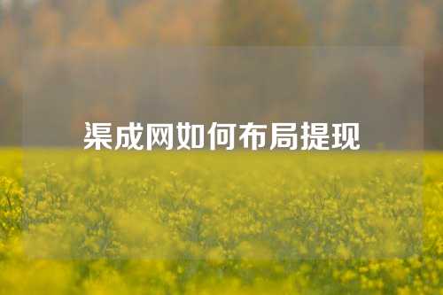 渠成网如何布局提现