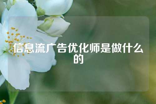 信息流广告优化师是做什么的