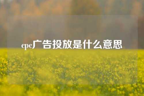 cpc广告投放是什么意思