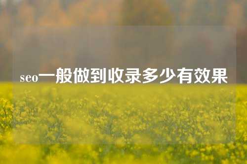 seo一般做到收录多少有效果